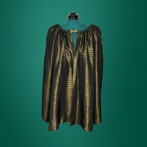 Vintage Gold Metallic Wrap - Long Sleeves and Cinched Neck
